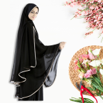 Black Georgette Khimar - Plus Size, Washable, and No Fade