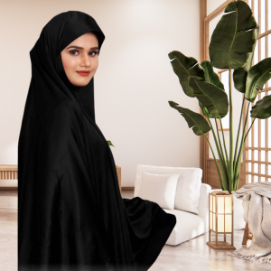 Black firdouse Khimar - Plus Size, Washable, and No Fade